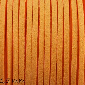 0.42EUR/meter - 6 m imitation suede 3 x 1.5 mm orange, flat
