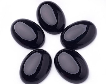 Gemstone cabochon black agate, 25 x 18 mm