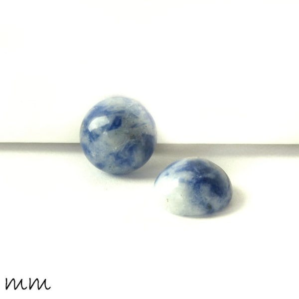 2 Stk Cabochons, Midnight Blue Nahcolith, 8 mm