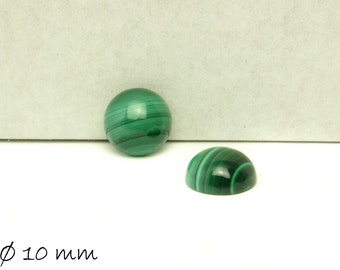 Edelsteen cabochon, natuurlijk malachiet, Ø 10 mm