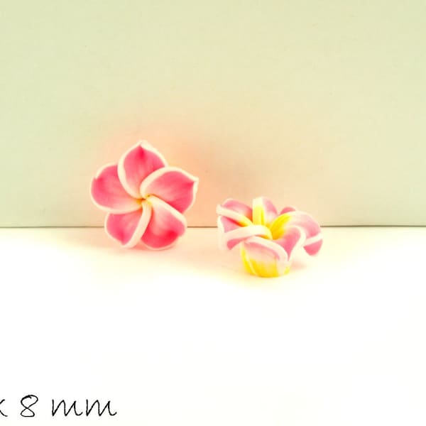 4 PCs frangipani fleurs Fimo argile rose 15 x 9 mm