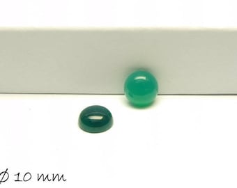 Gemstone Cabochons, green agate, 10 mm