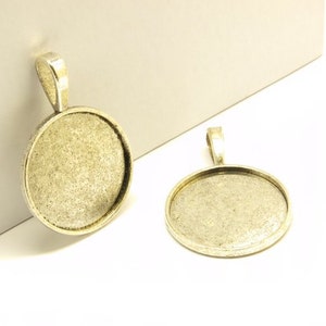Cabochon settings / medallion 25 mm, antique silver