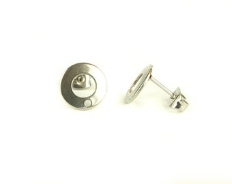 Ohrstecker mit Öse Edelstahl, silber, Donut, Ohrringe, Ø 10 mm