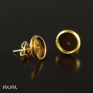 Roestvrij stalen gouden oorstekers blanco zetting, 8 mm oorbellen