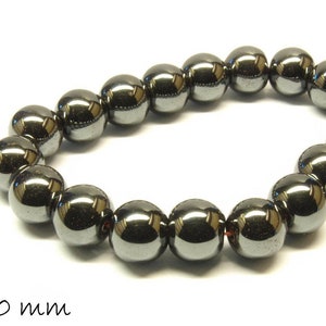 Hematite beads in spherical shape, black, Ø 10 mm