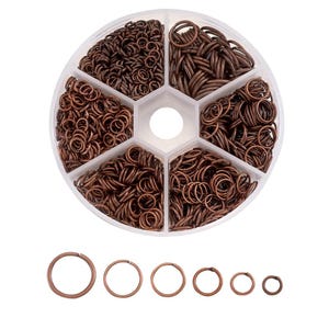 Biegeringe Box Kupfer Ø 4-10 mm - Mix Set Spaltringe für Schmuckherstellung - DIY Zubehör für Ketten & Armbänder - Sortimentsbox