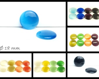 8 pièces cabochons ronds en verre cateye 18 mm, différentes couleurs