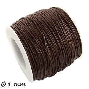 0.30 EUR/meter - 5 m waxed cord, cotton string, brown, Ø 1 mm