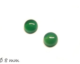 Gemstone Cabochons, green agate, 8 mm