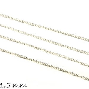 0,86EUR/mètre - 5 m de chaîne à maillons platine, fin, 2 x 1,5 mm