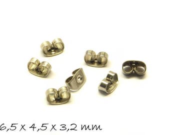 Ohrmutter für Ohrstecker, Stopper, Edelstahl, silbern 6.5x4.5mm, Schmetterling