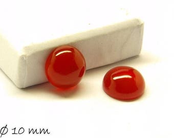 Edelstein Cabochons, roter Achat, 10 mm