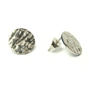 Stud earrings stainless steel with disc, silver, disc, earrings, Ø 12 mm