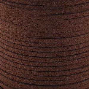 0.42EUR/meter - 6 m imitation suede 3 x 1.5 mm brown, flat, imitation suede