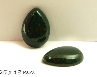 1 Stk Tropfen-Cabochon Moosachat, 25 x 18 mm