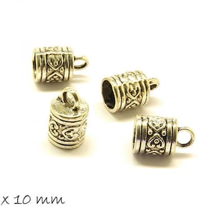 End caps, inner diameter 7.5 mm, platinum antique silver 16 x 10 mm antique silver