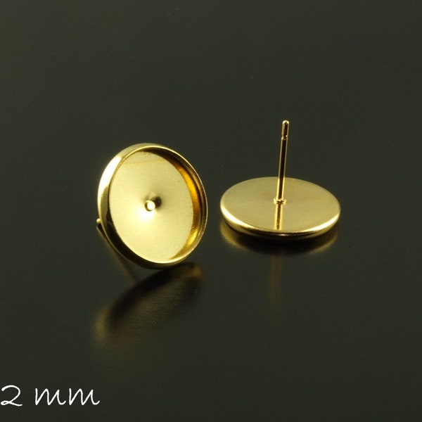 Earrings blank Cabochon, gold, Ø 12 mm