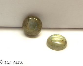 2 pcs gemstone cabochons, labradorite, Ø 12 mm
