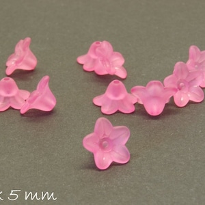 20 pcs frosted Luci Acrylic blossoms, 10 x 5 mm, Pink