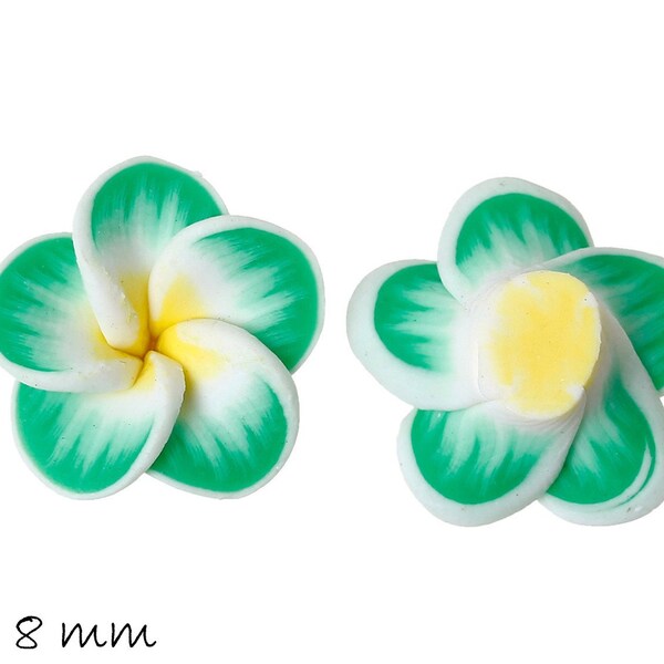 4 PCs frangipani fleurs Fimo argile verte 15 x 8 mm