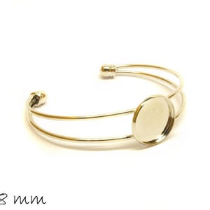 1 bangle blank with cabochon setting 18 mm, silver