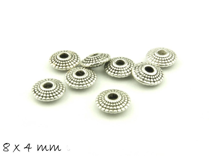 20 pcs Spacer Bead Carousel 8 x 4 mm old silver image 1