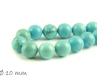 10 Stk natürlicher Türkis Perlen blau, Ø 10 mm