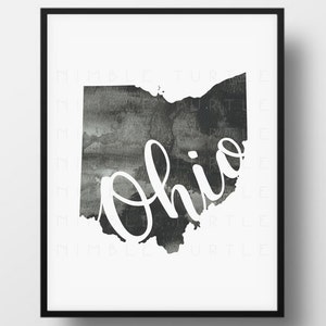 Ohio State Outline Watercolor -  Printable Ohio Wall Art  -  Comes with Blank State Outline SVG  -  Gallery Wall Art  -  Last Minute Gift