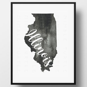 Illinois State Outline Watercolor -  Printable Illinois Wall Art  -  Comes with Blank State Outline SVG  -  Gallery Wall Art