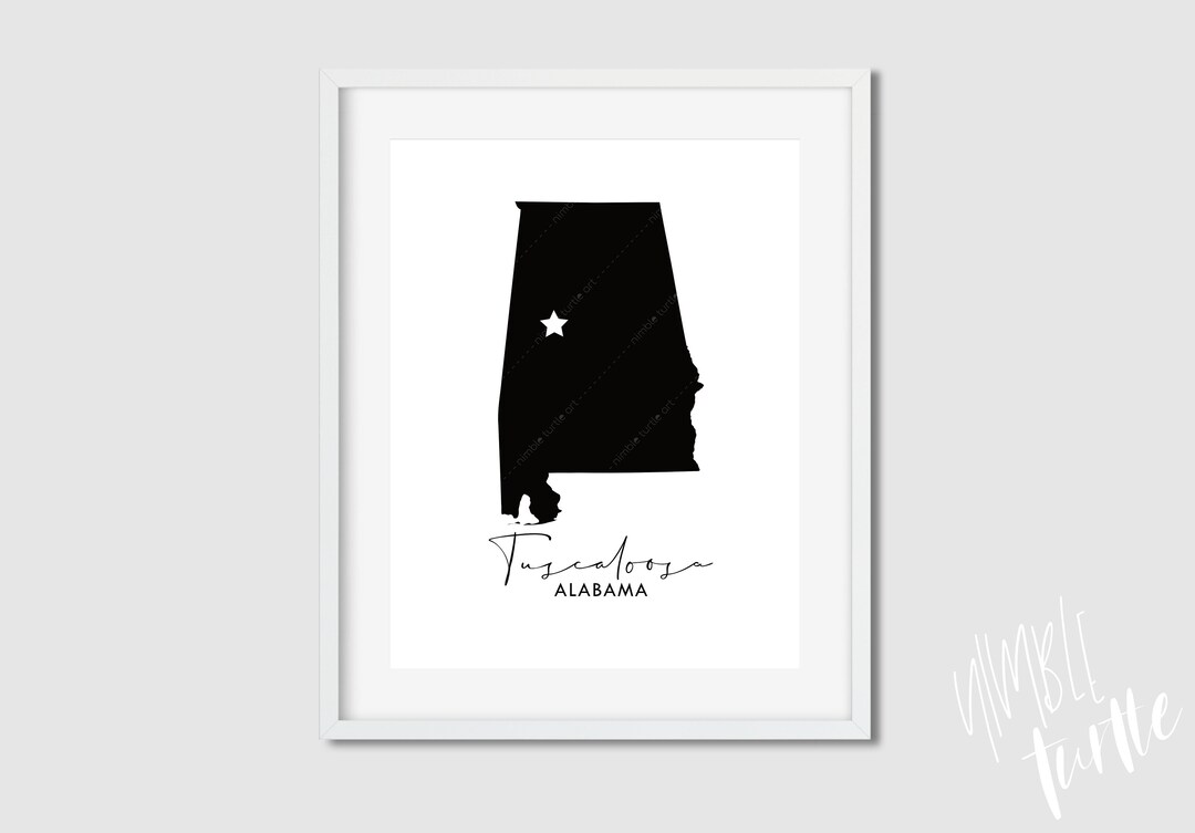 Tuscaloosa Alabama Art Map - Printable AL Wall Art - Tuscaloosa Map ...