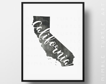 California State Outline Watercolor -  Printable California Wall Art  -  Comes with Blank State Outline SVG  -  Gallery Wall Art
