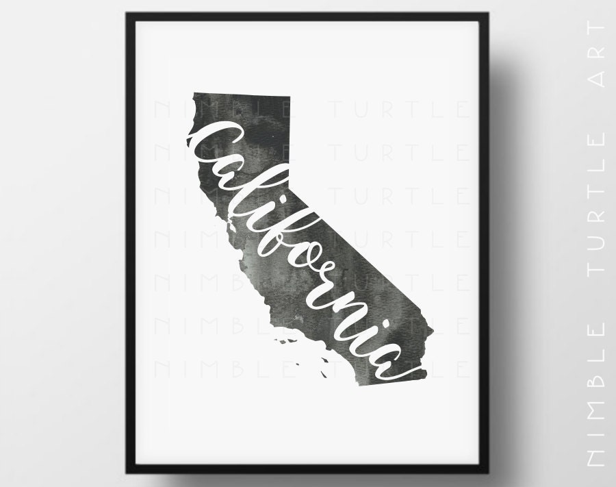 California State Outline Watercolor Printable California State Outline Watercolor Printable