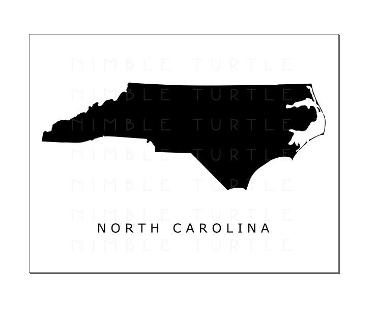 North Carolina State Outline Watercolor Blue Printable North - Etsy