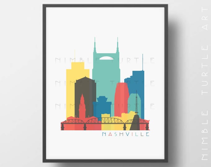 Nashville Skyline Printable Download Nursery Wall Baby Shower Gift ...