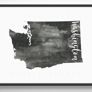 Washington State Outline Watercolor -  Printable Washington Wall Art  -  Comes with Blank State Outline SVG  -  Gallery Wall Art