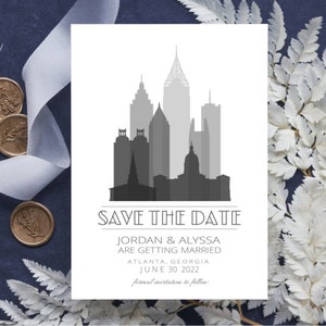 Atlanta Save the Date - Invito Atlanta stampabile personalizzato - Matrimonio in Georgia - Atlanta Skyline Silhouette Salva le date