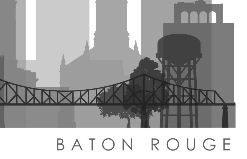 Baton Rouge Skyline Printable Download Black and White - Etsy UK