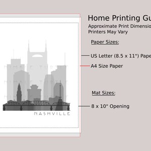 Nashville Skyline Printable Download - Black and White - Grayscale ...