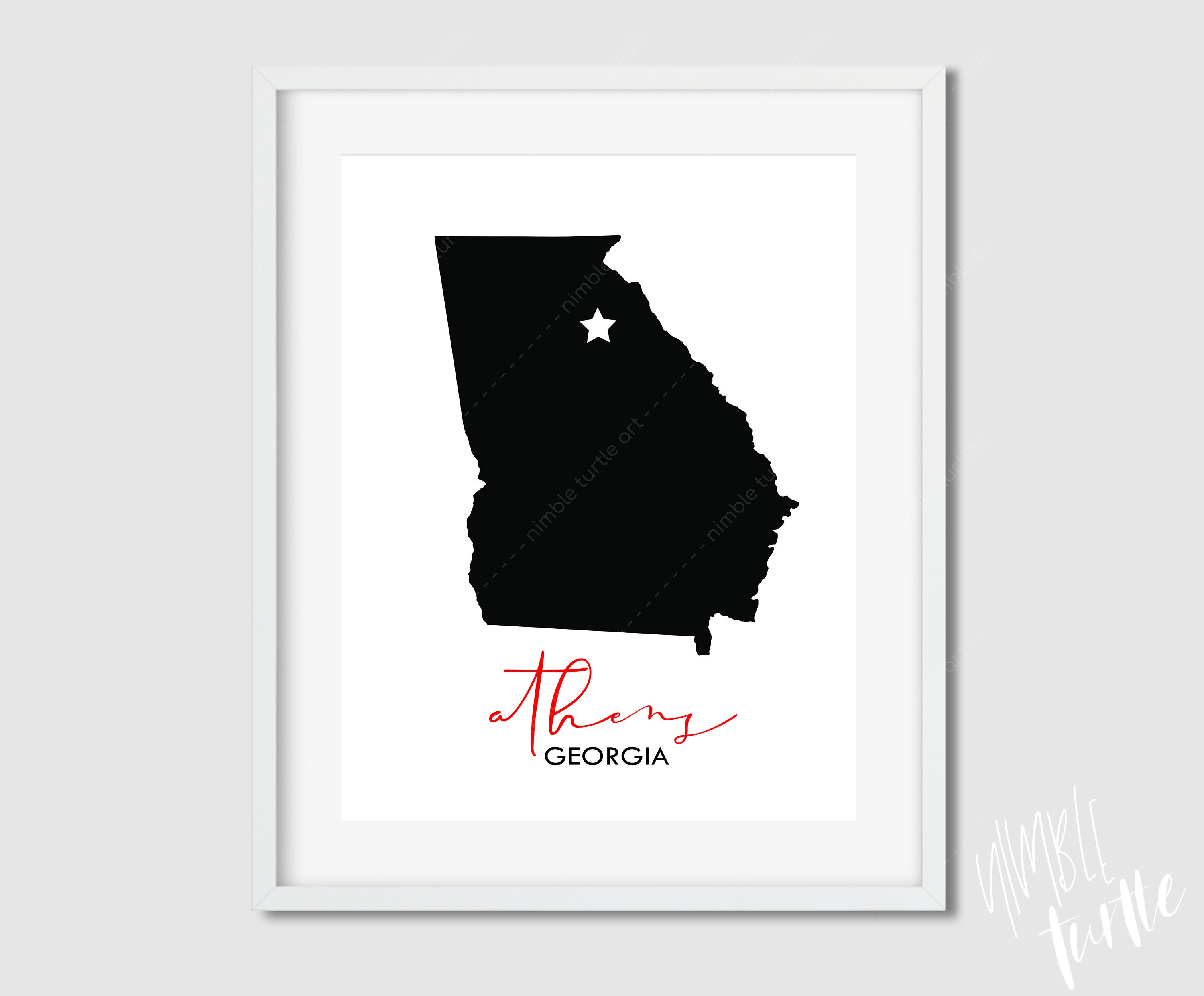 Athens Georgia Art Map Printable Athens GA Wall Art Athens | Etsy
