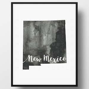 New Mexico State Outline Watercolor -  Printable New Mexico Wall Art  -  Comes with Blank State Outline SVG  -  Gallery Wall Art