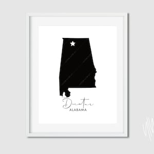 Decatur Alabama Art Karte - Printable AL Wandkunst - Decatur Karte - jpg pdf 4x5, 8x10, 11x14, 12x15, 16x20 - Decatur State Art