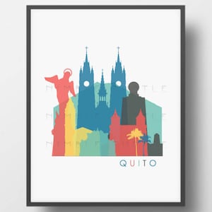Quito Ecuador Skyline Printable Download  -  Pastel Primary Colors
