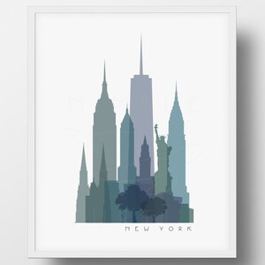 New York Skyline Printable Download  -  New York City Skyline  -  New York Wall Art  -  PDF, PNG