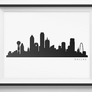 Dallas Skyline Silhouette  -  Printable Skyline  -  Dallas Texas  -  PDF, png, SVG, eps, JPG.