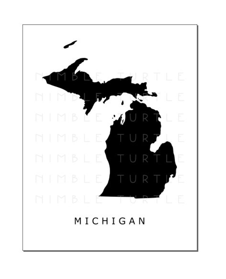 Michigan State Outline Watercolor Printable Michigan Wall | Etsy