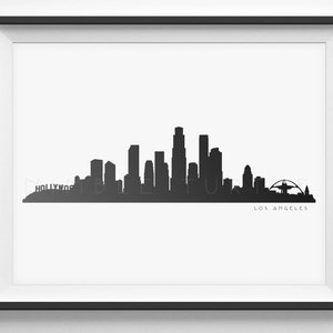 Los Angeles Skyline Silhouette - druckbare Skyline - Los Angeles Kalifornien - PDF, Png, SVG, Eps, JPG - Last-Minute-Geschenk
