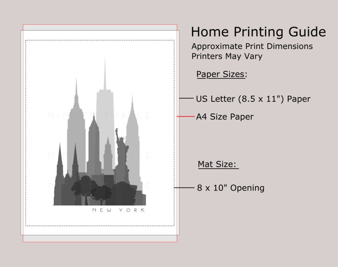 New York Skyline Printable Download Black and White - Etsy