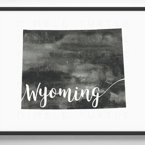 Wyoming State Outline Aquarelle - Art mural imprimable du Wyoming - Livré avec contour d’état vierge SVG - Galerie Art mural