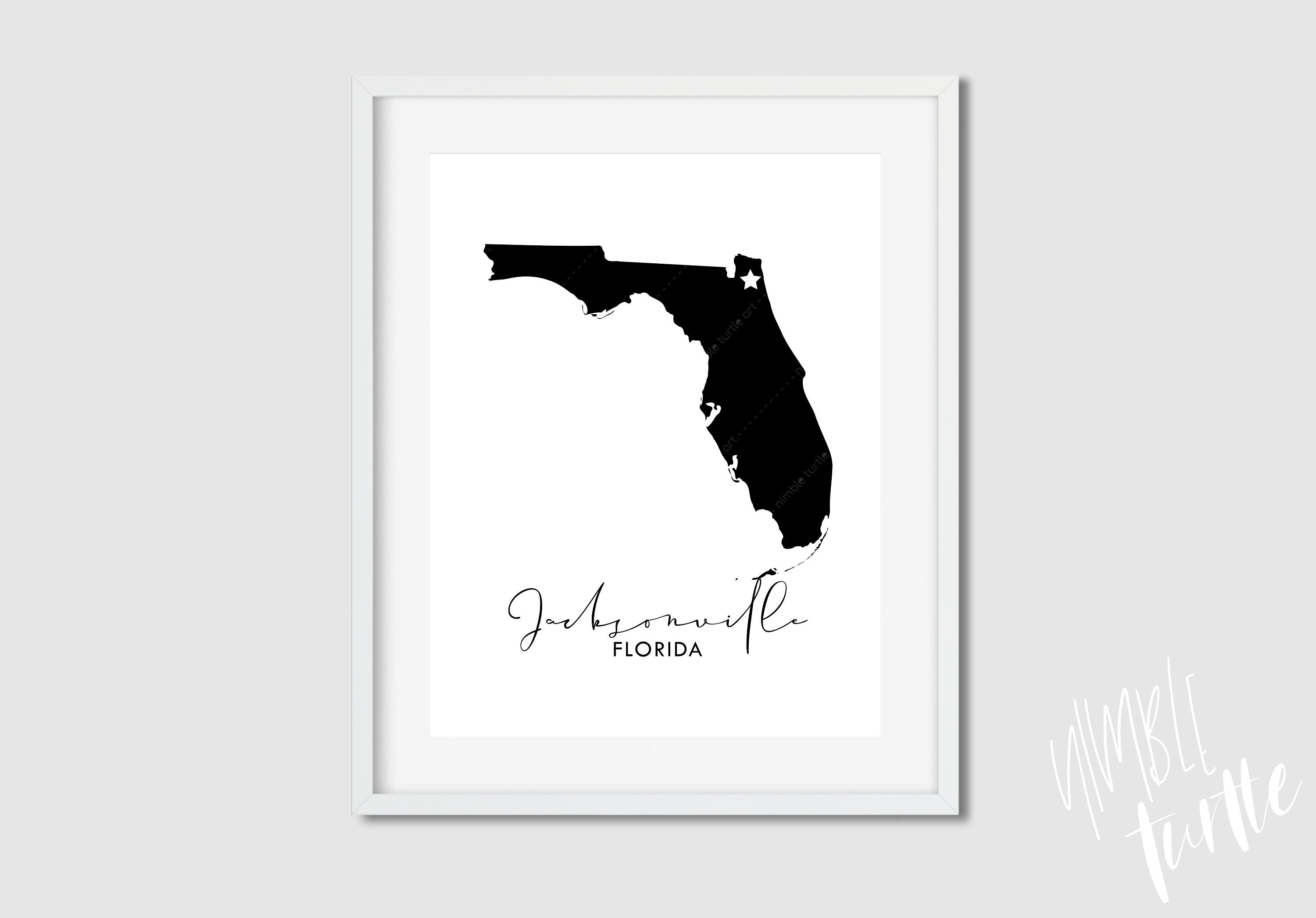 Jacksonville Florida Art Map Printable FL Wall Art Etsy